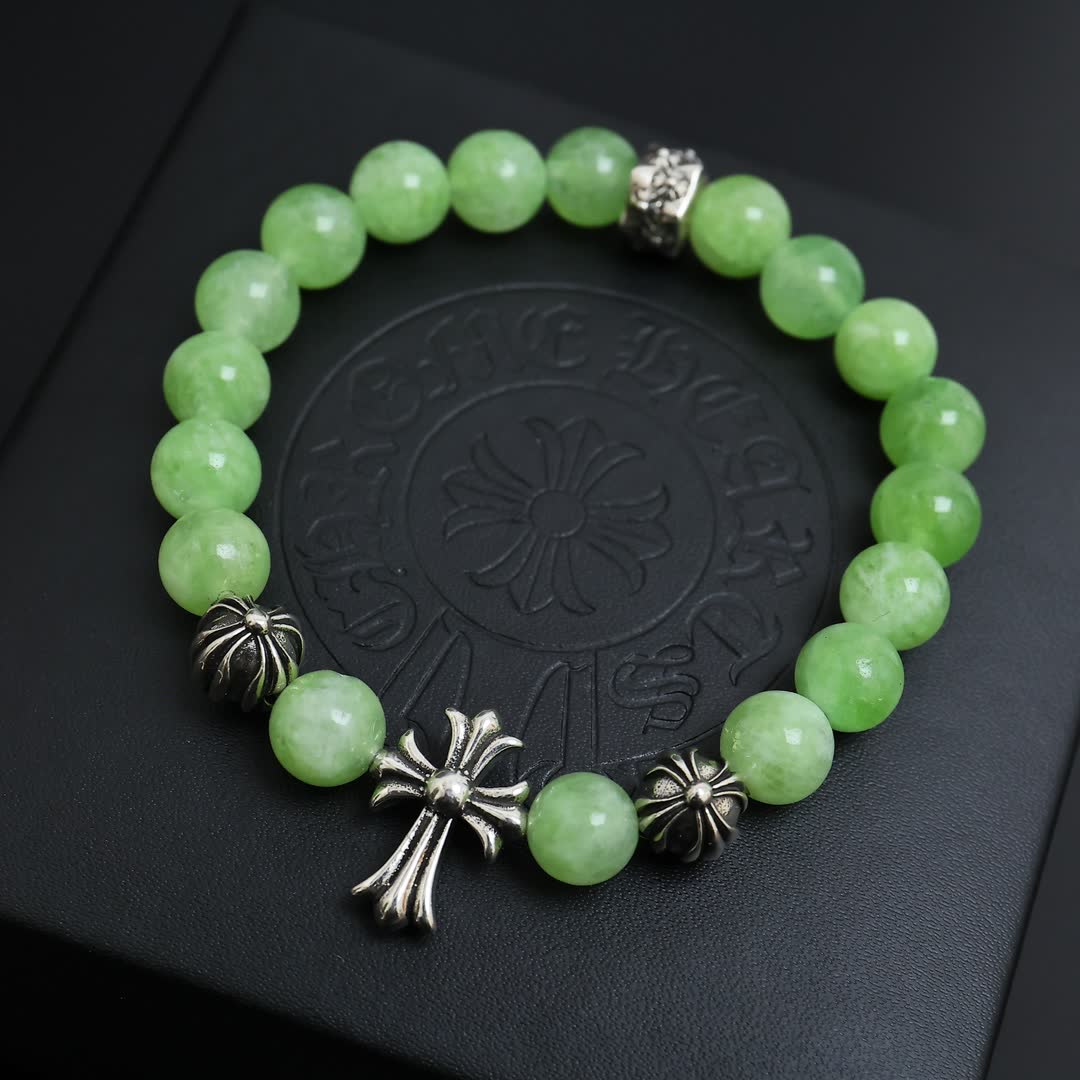 Chrome Hearts Beaded Bracelet with Cross Design